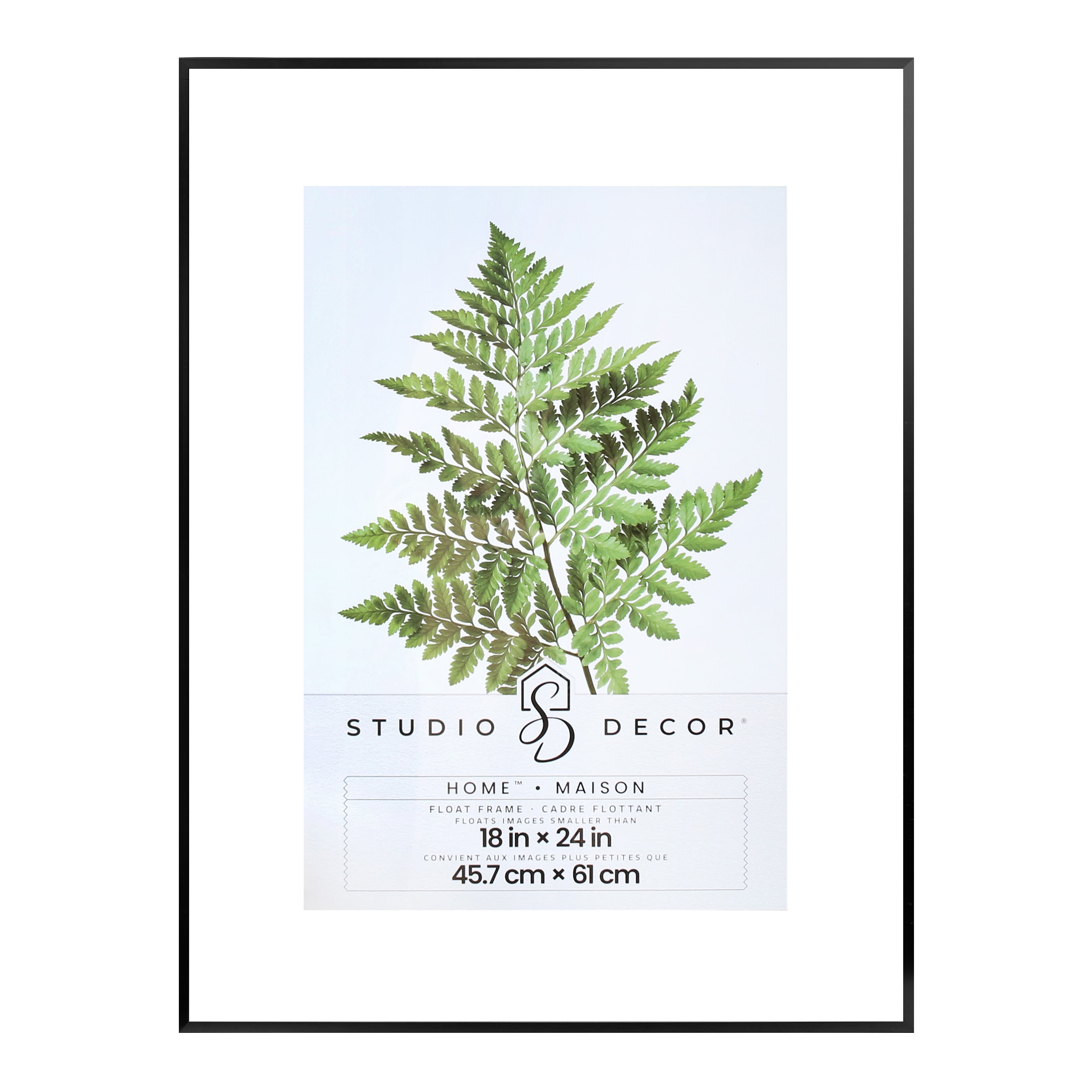18" x 24" Home Black Metal Float Picture Frame by Studio Décor - Includes Pre-attached Hanging Hardware - Horizontal or Vertical Display - 1 Pack