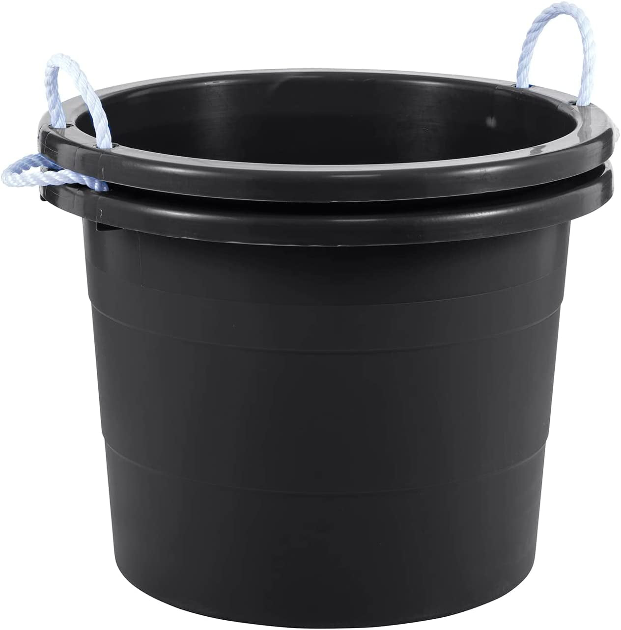 United Solutions 19 Gal Plastic Rope Handle Tub, Black 2 Pack