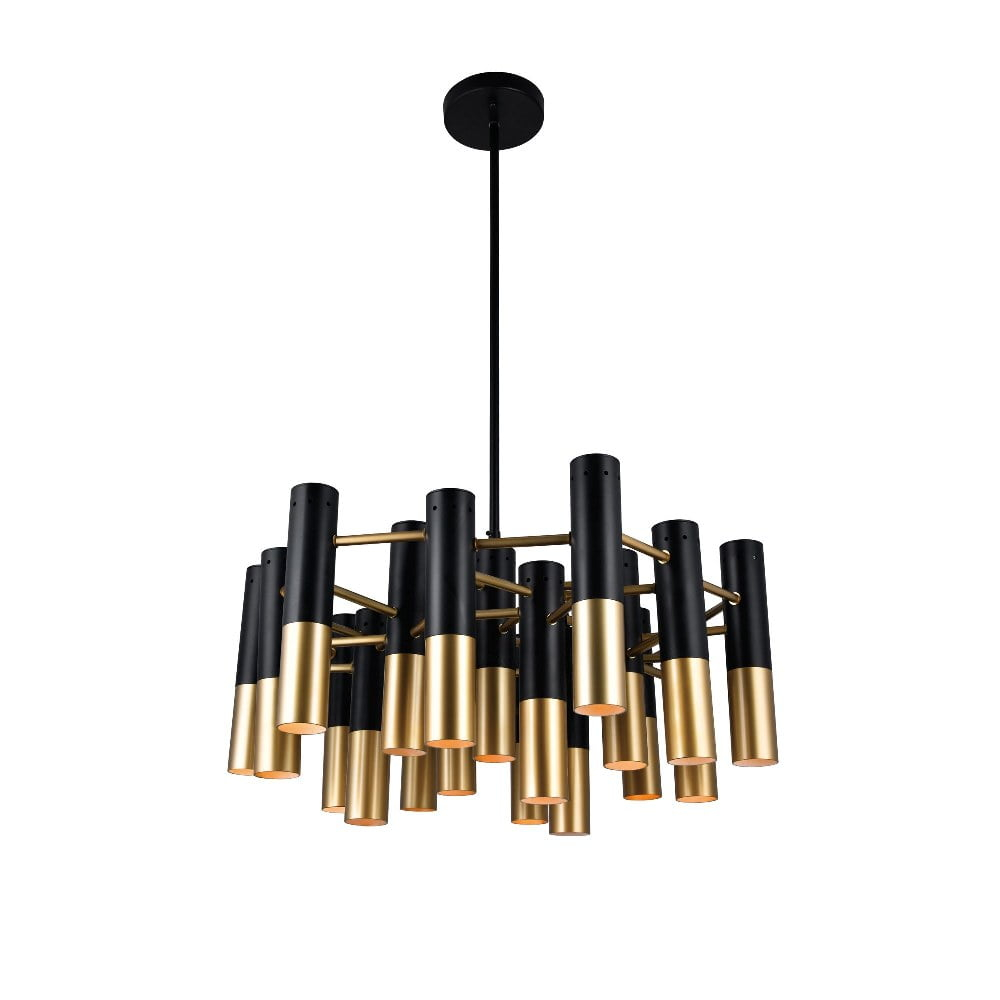 CWI Lighting Anem 19 Light Down Transitional Metal Chandelier in Black/Gold