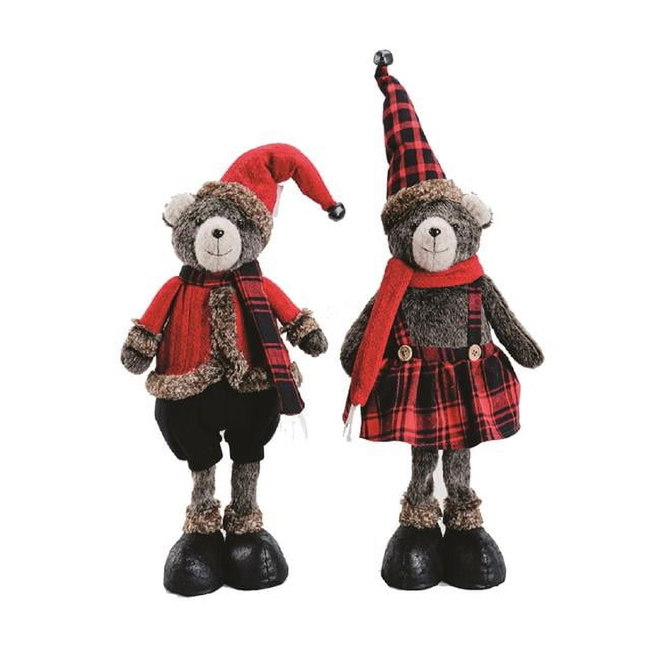 Santa's Workshop 2 Piece Buffalo Plaid Bears Set