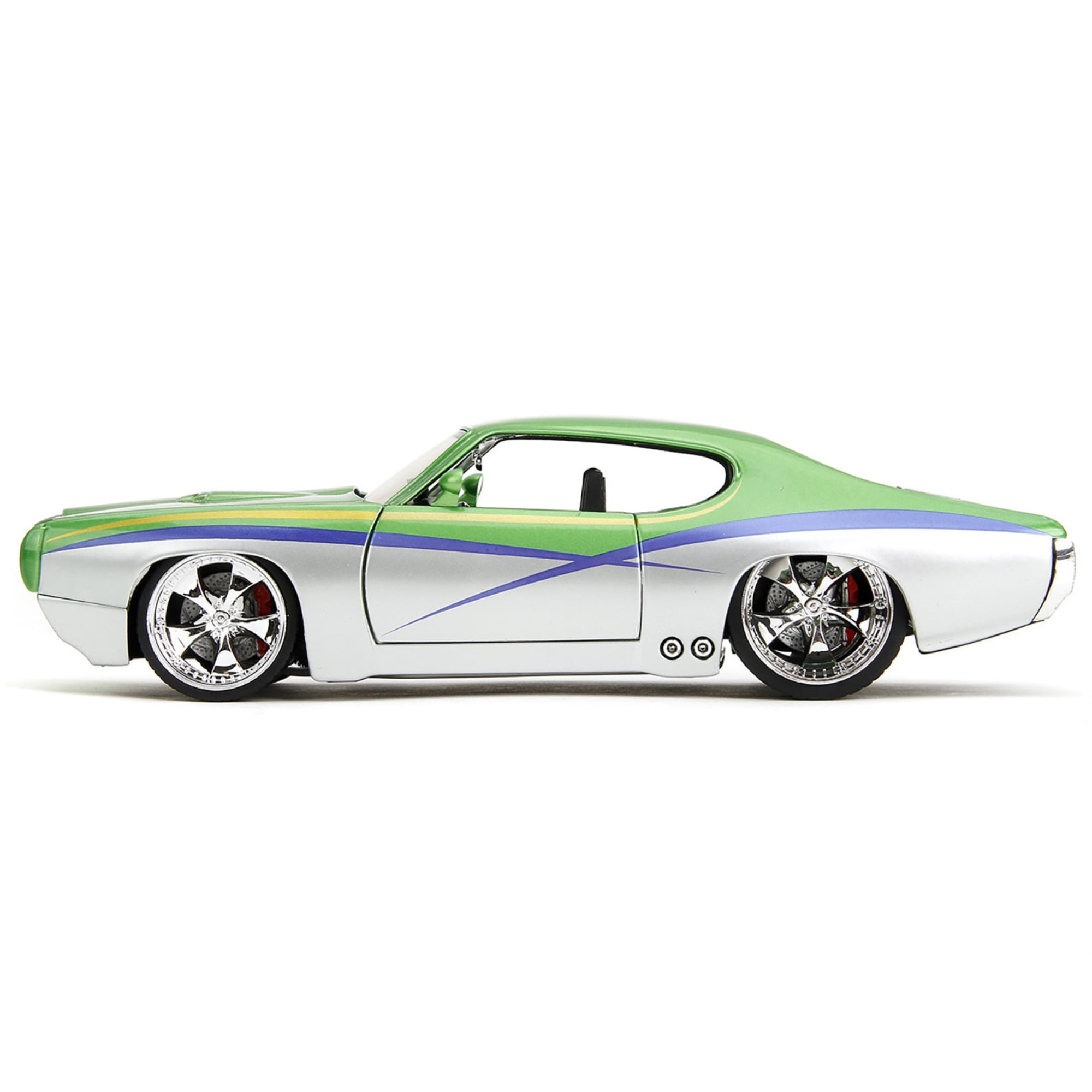 1969 Pontiac GTO Judge Green Metallic and Silver with Stripes "Bigtime Muscle" Series 1/24 Diecast Model Car by Jada(Selections May Vary)