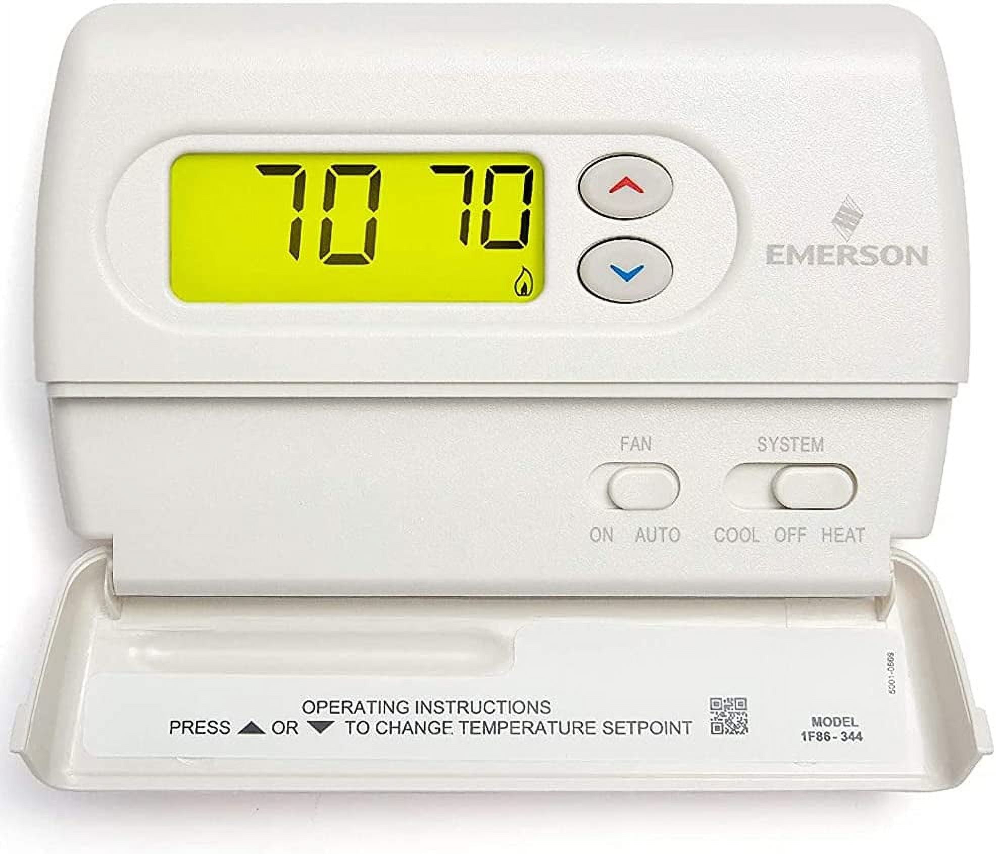 White-Rodgers 1F86-344 White LCD Battery Thermostat