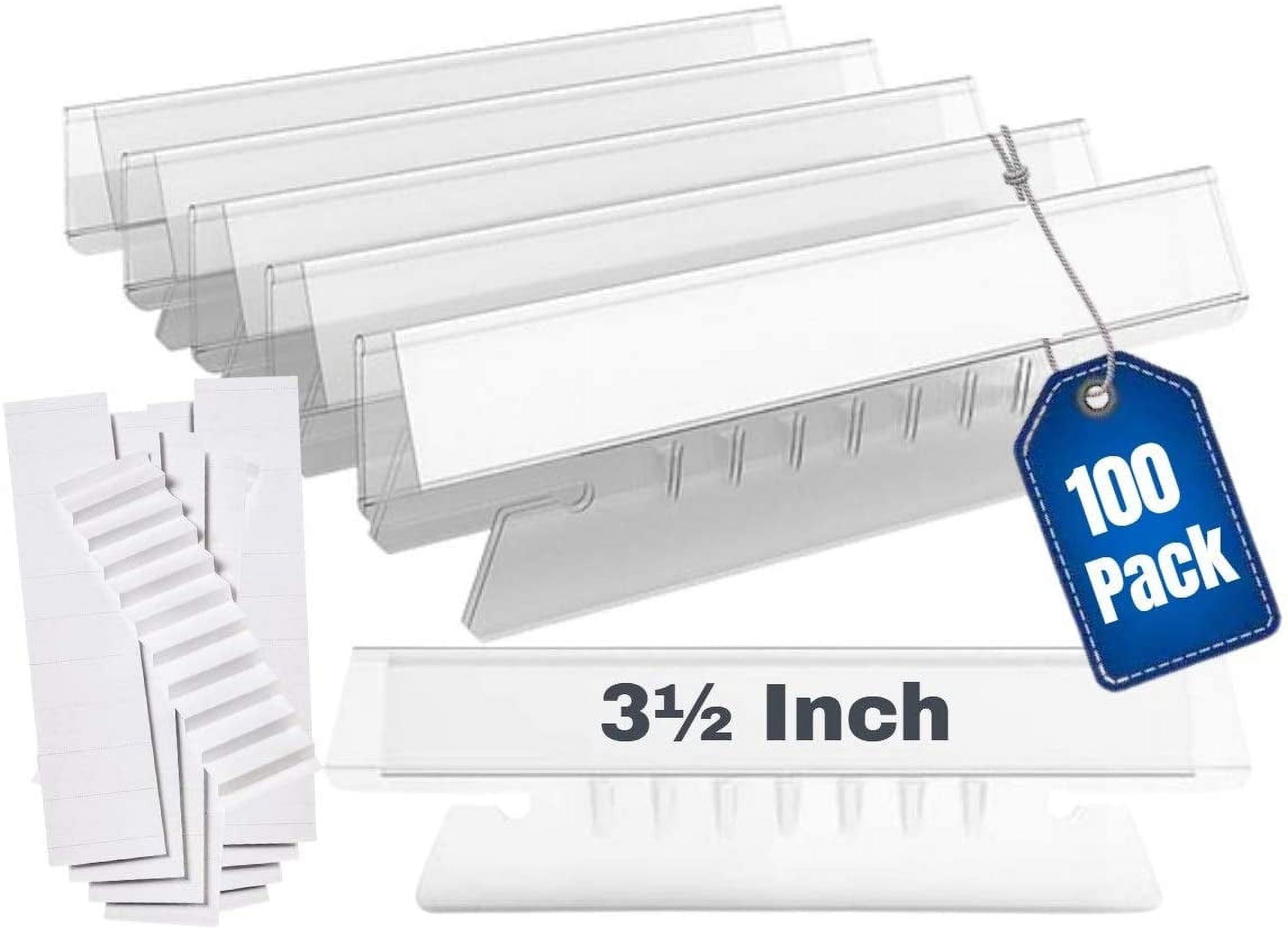 1InTheOffice Clear Hanging Folder Tabs, and Inserts 3-1/2" x 5/8", 100/Pack (3 1/2")