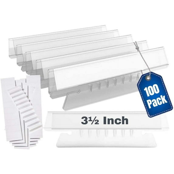 1InTheOffice Clear Hanging Folder Tabs, and Inserts 3-1/2" x 5/8", 100/Pack (3 1/2")