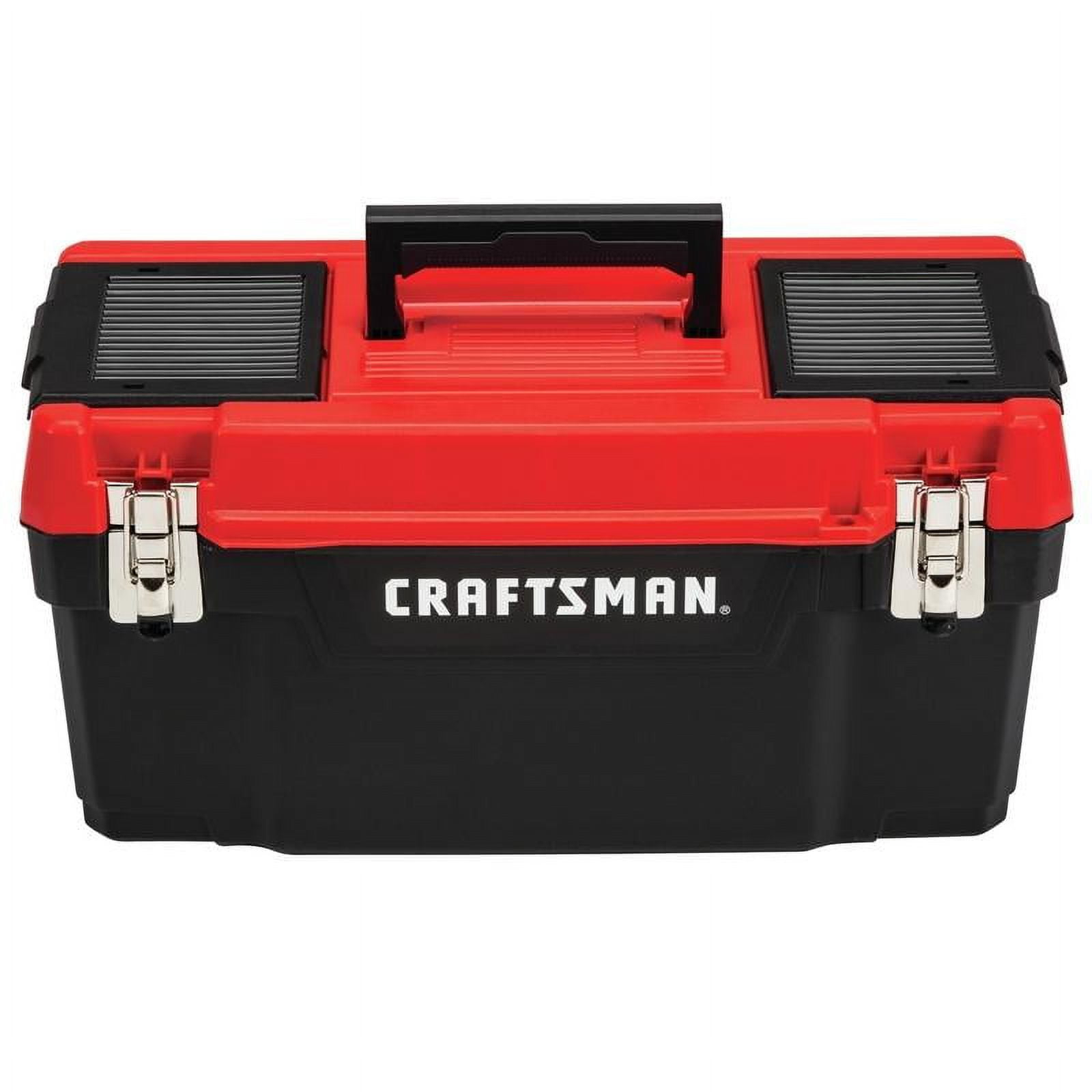 Craftsman Tool Box, Plastic, Black/Red, 20 in W x 10 in D x 10 in H
