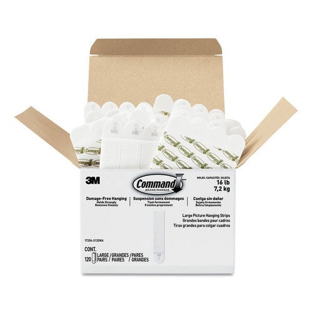 Command Large Picture Hanging Strips, 120 Pairs (240 Command Strips), Damage Free, Use to Hang Dorm Decorations, White