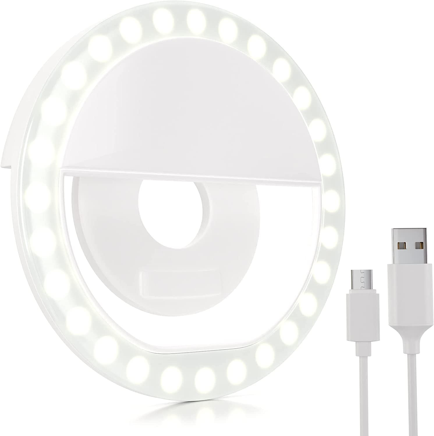 1Set Selfie Ring Light, Rechargeable Portable Clip-on Selfie Fill Light with 36 LED for Smart Phone Photography, Camera Video, Girl Makes up