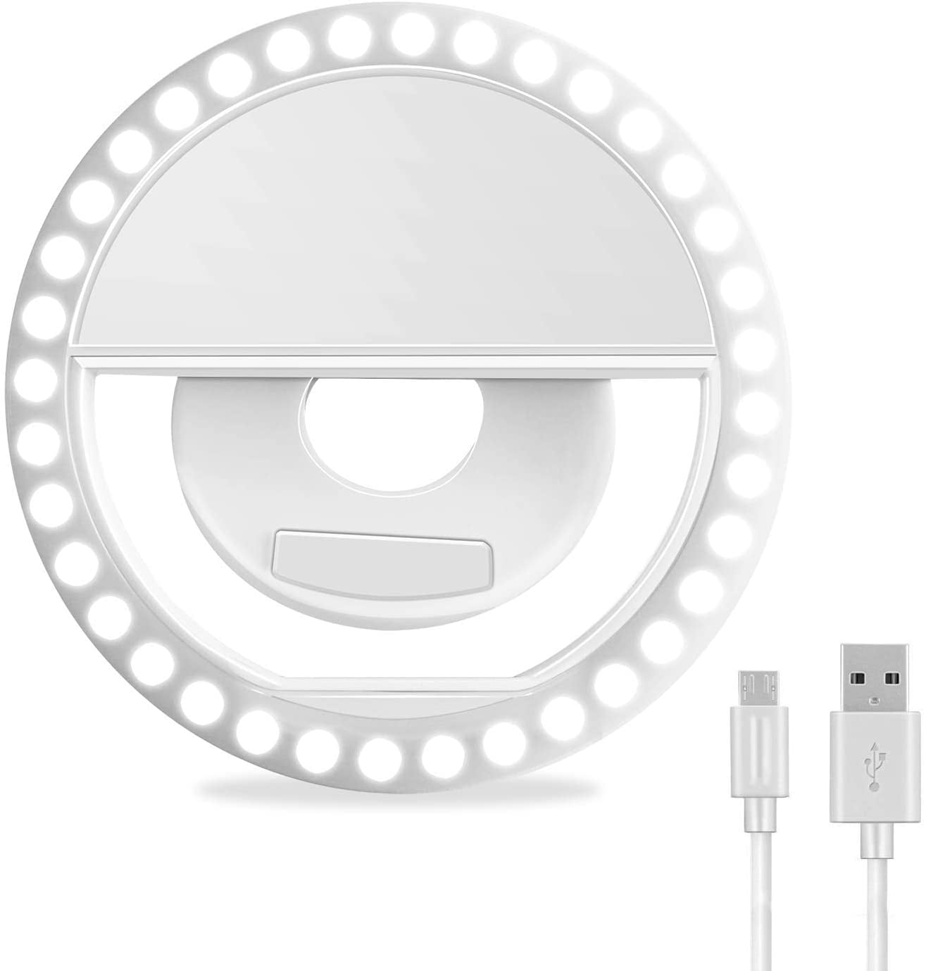 1Set Selfie Ring Light, Rechargeable Portable Clip-on Selfie Fill Light with 36 LED for Smart Phone Photography, Camera Video, Girl Makes up