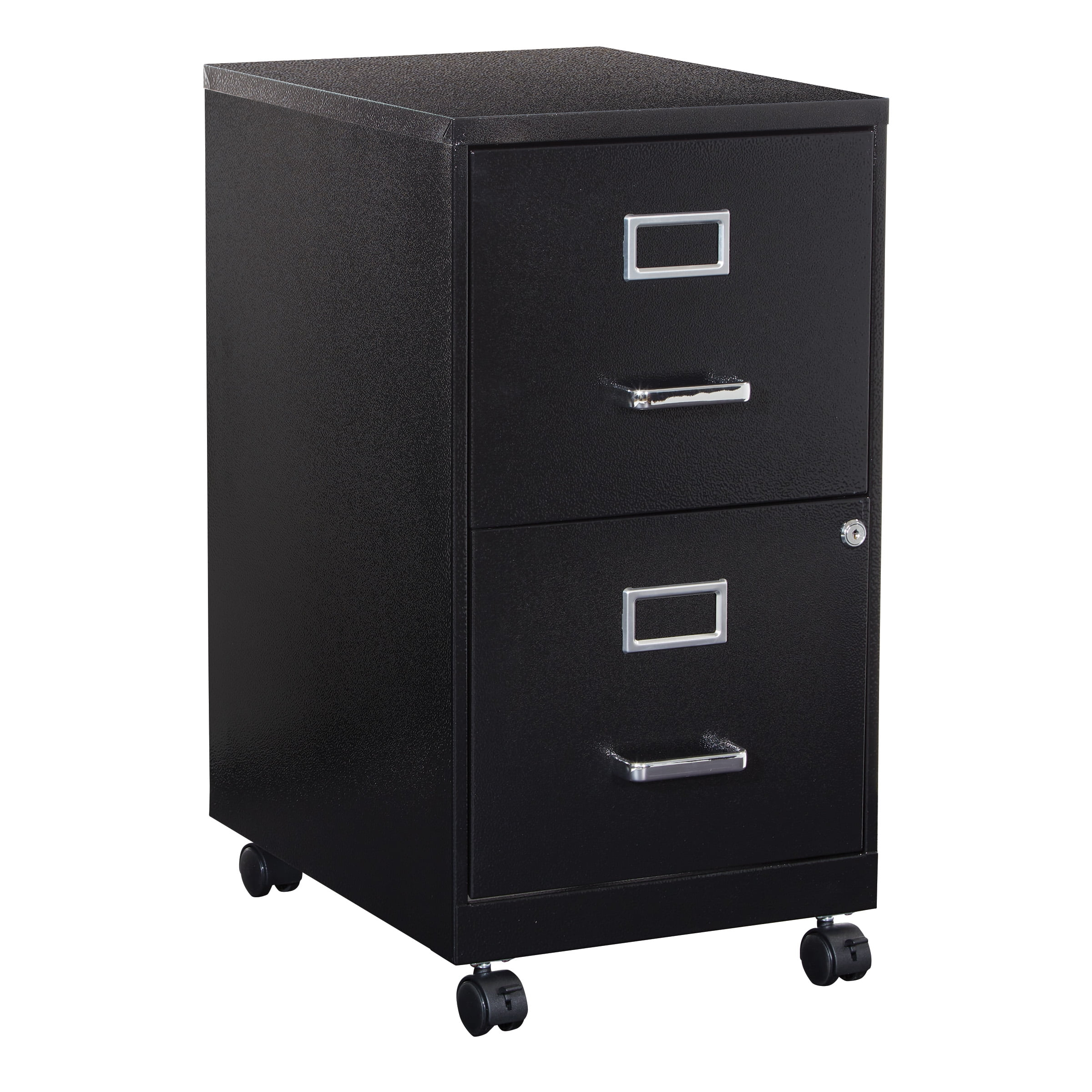 2 Drawer Mobile Locking Metal File Cabinet in Black