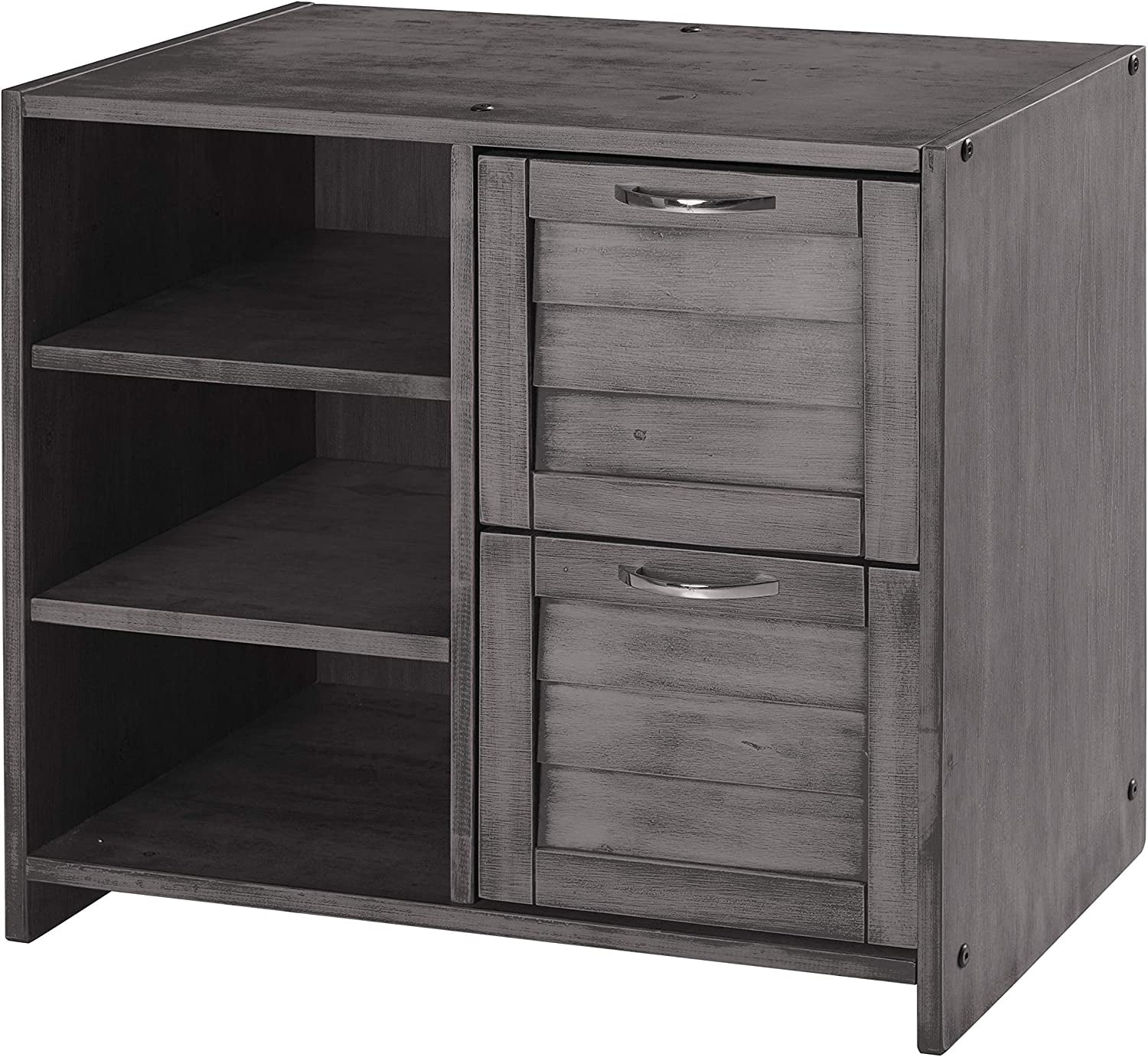 Donco Kids Louver Bed-Color:Antique Grey,Style:2 Drawer Chest w/Shelves