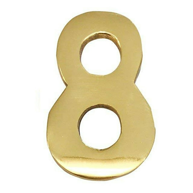 2-Inch Brass Mailbox Number 8 – Self Adhesive Floating #8