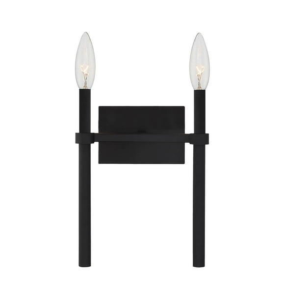 2 Light Black  Wall Mount - 13.75W x 18.37H x 7.125D