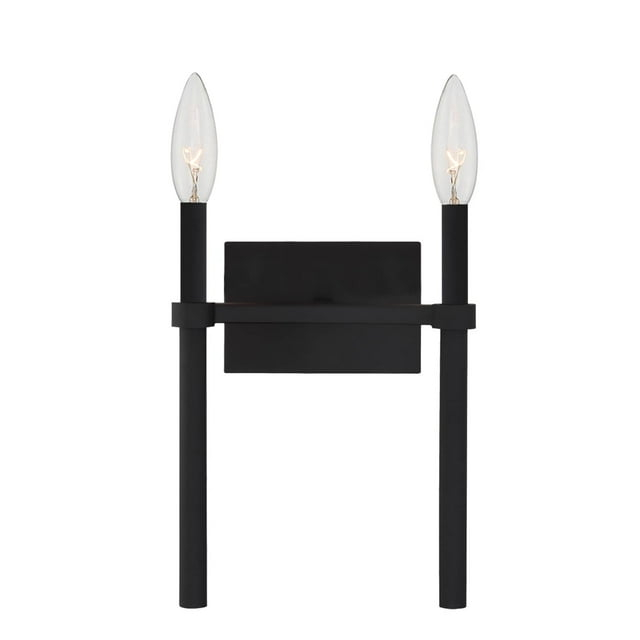 2 Light Black  Wall Mount - 13.75W x 18.37H x 7.125D