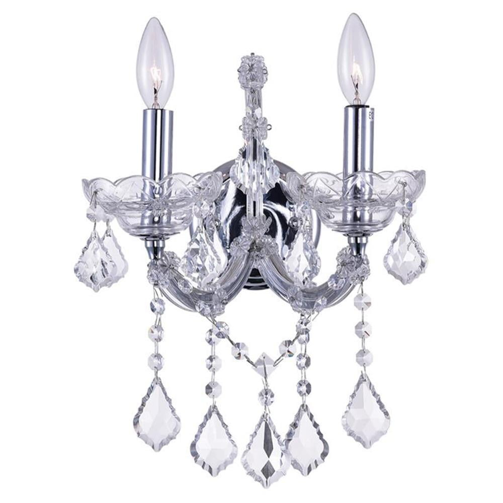 CWI Lighting Maria Theresa 2 Light Traditional Metal Wall Sconce in Chrome