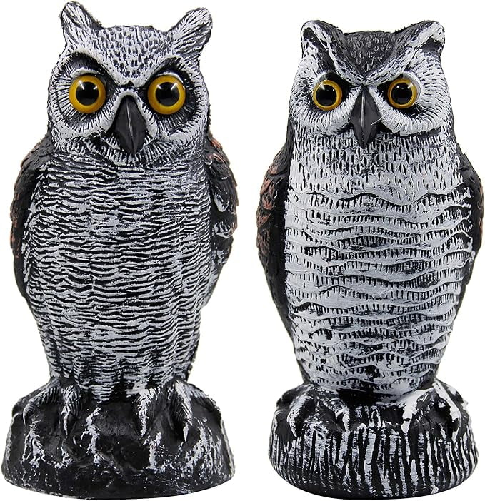 2Pack Fake Owl Decoy to Keep Birds Away Garden Decoration Bird Scare Devices for Garden Outdoor Yard