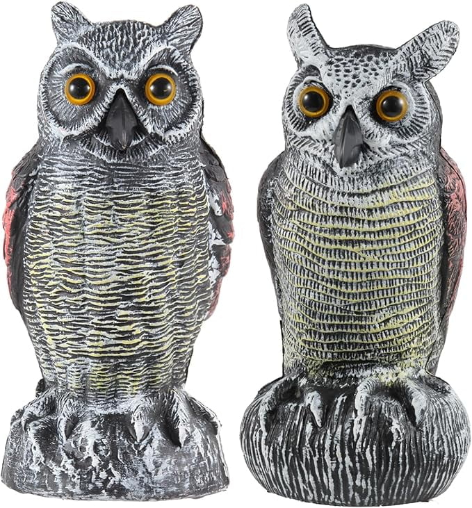 2Pack Fake Owl Decoy to Keep Birds Away Garden Decoration Bird Scare Devices for Garden Outdoor Yard