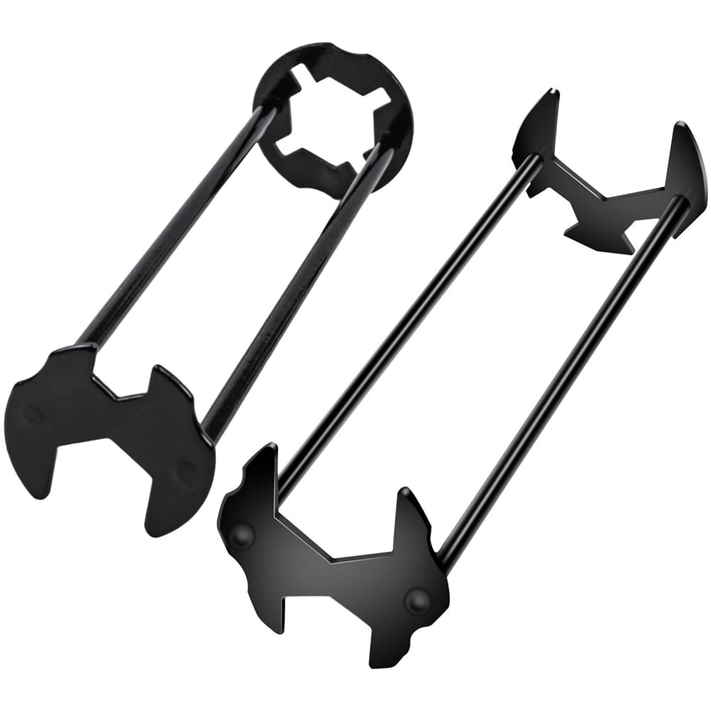 2pcs Basin Wrench Multifunctional Sink Wrench 7 Sizes Faucet Tool Four-jaw Hex Spanner Universal Plumbers Tool for Tight Spaces Kitchen Bathroom Home