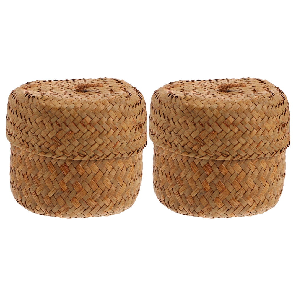 2 Pcs Sea Small Basket with Lid Flower Box Woven Gift Practical