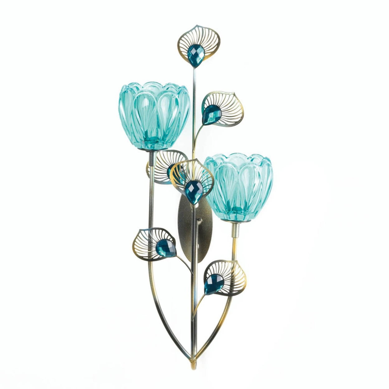 Home Decorative Peacock Bloom Candle Sconce - Double
