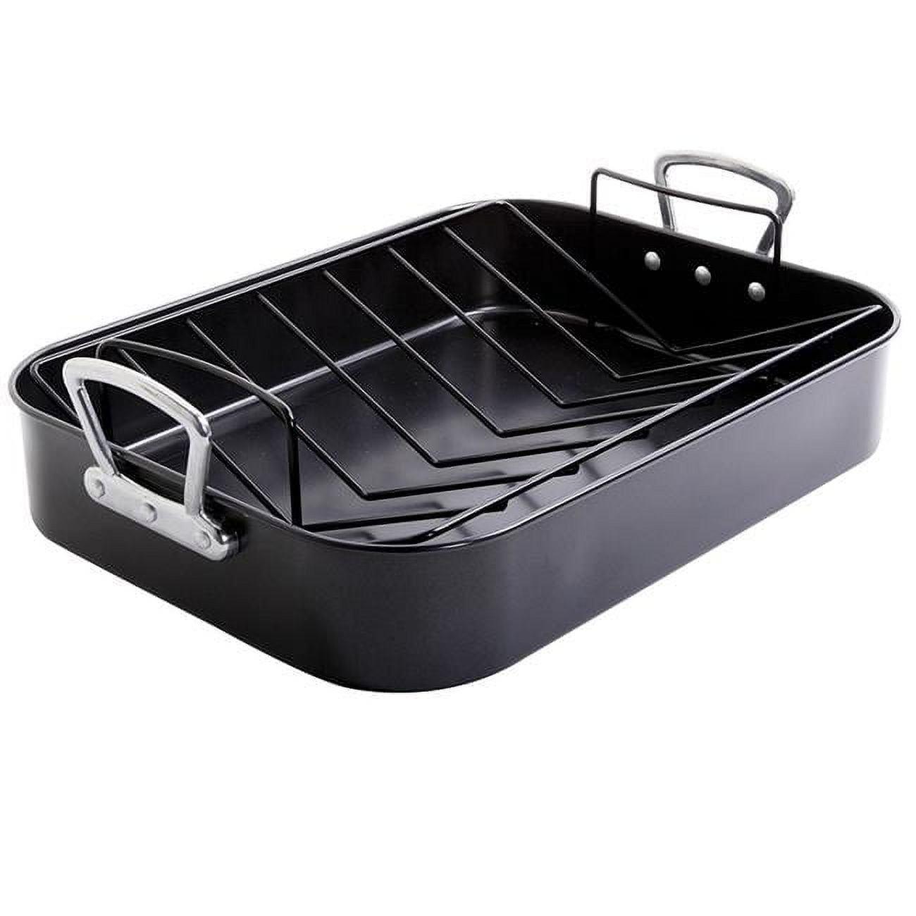 Gibson Home French Roaster 2 Piece Carbon Steel Turkey Chicken w/ Roast Rack