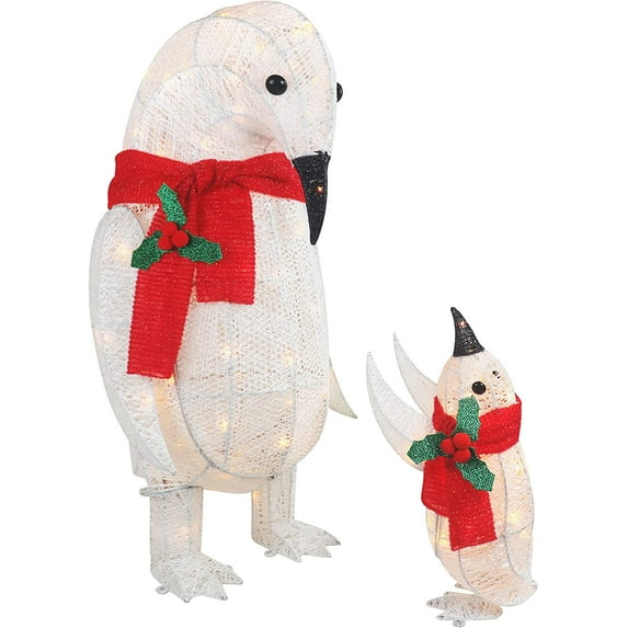 2 Piece Penguin Family Outdoor Christmas Decoration Perfect for Indoor or Outdoor Lighted Christmas Yard Display 210 Lights (White)