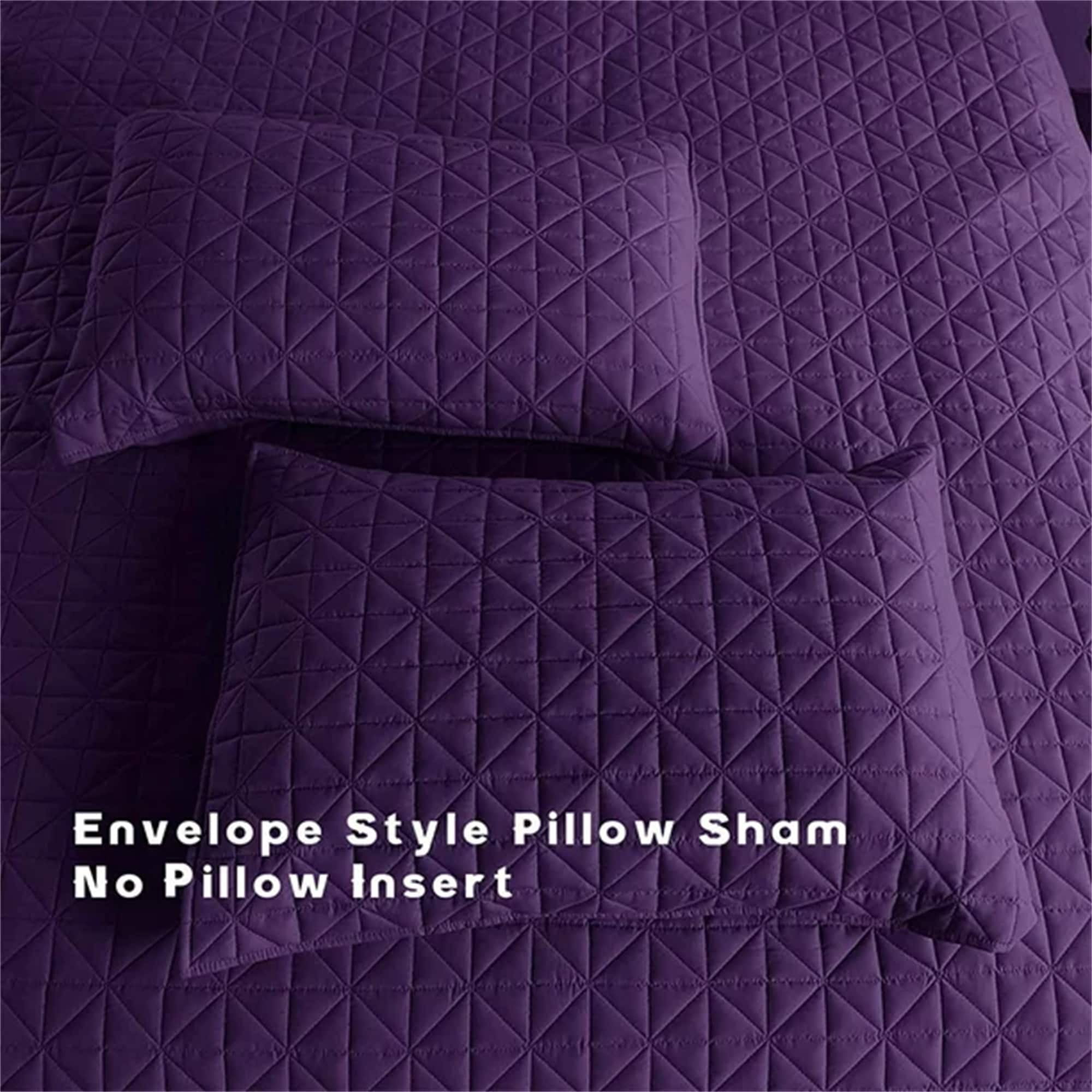 Exclusivo Mezcla Twin Quilt Bedding Set, Lightweight Soft Purple Twin Bedspreads Coverlets with Geometric Stitched Pattern