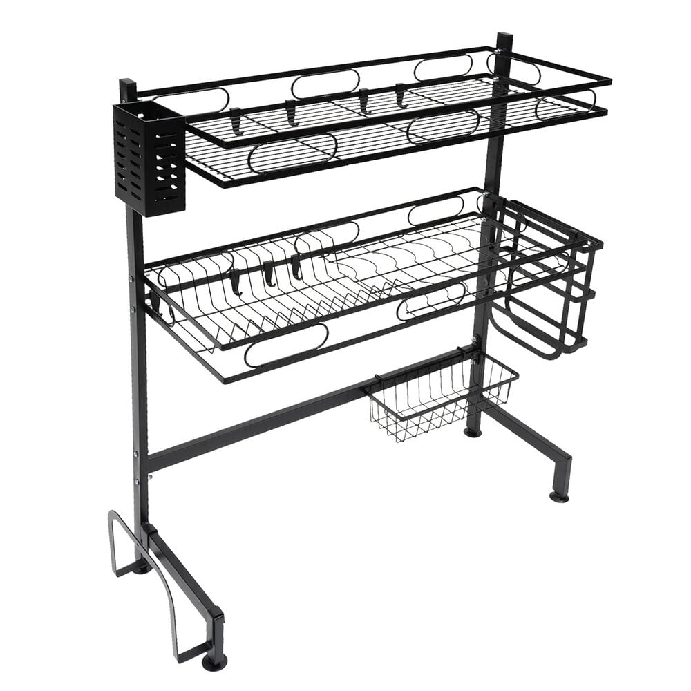 2 Tier Dish Dry Rack Kitchen With Cup Holder Dish Storage Rack Over Sink