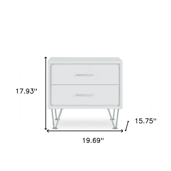HomeRoots 286439 20 in. White Nightstand with Manufactured Wood Top