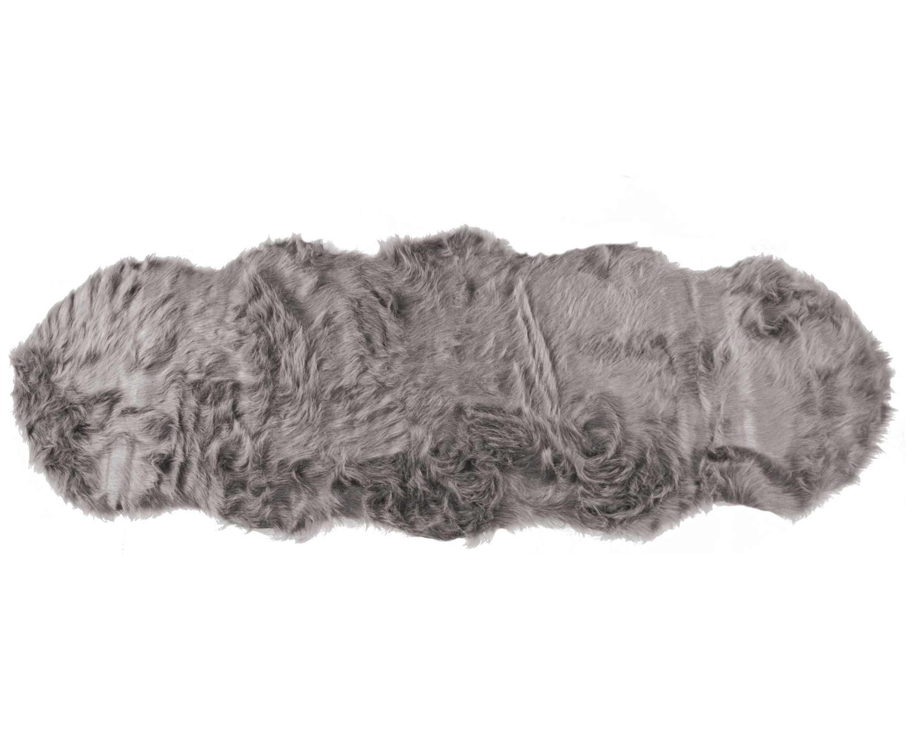 2' X 6' Gray Sheepskin Double Area Rug