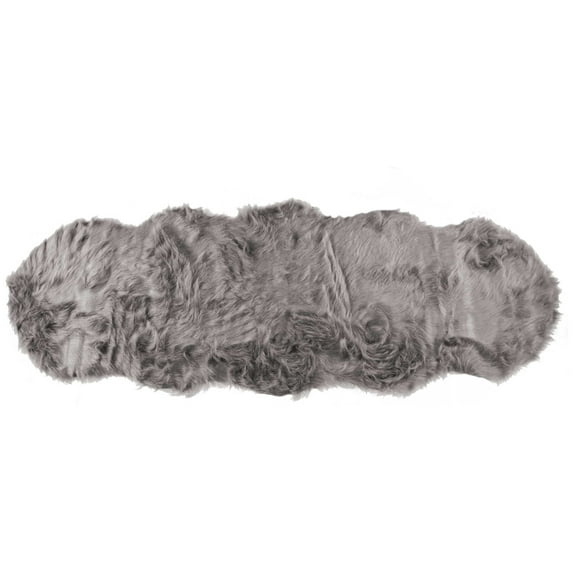 2' X 6' Gray Sheepskin Double Area Rug