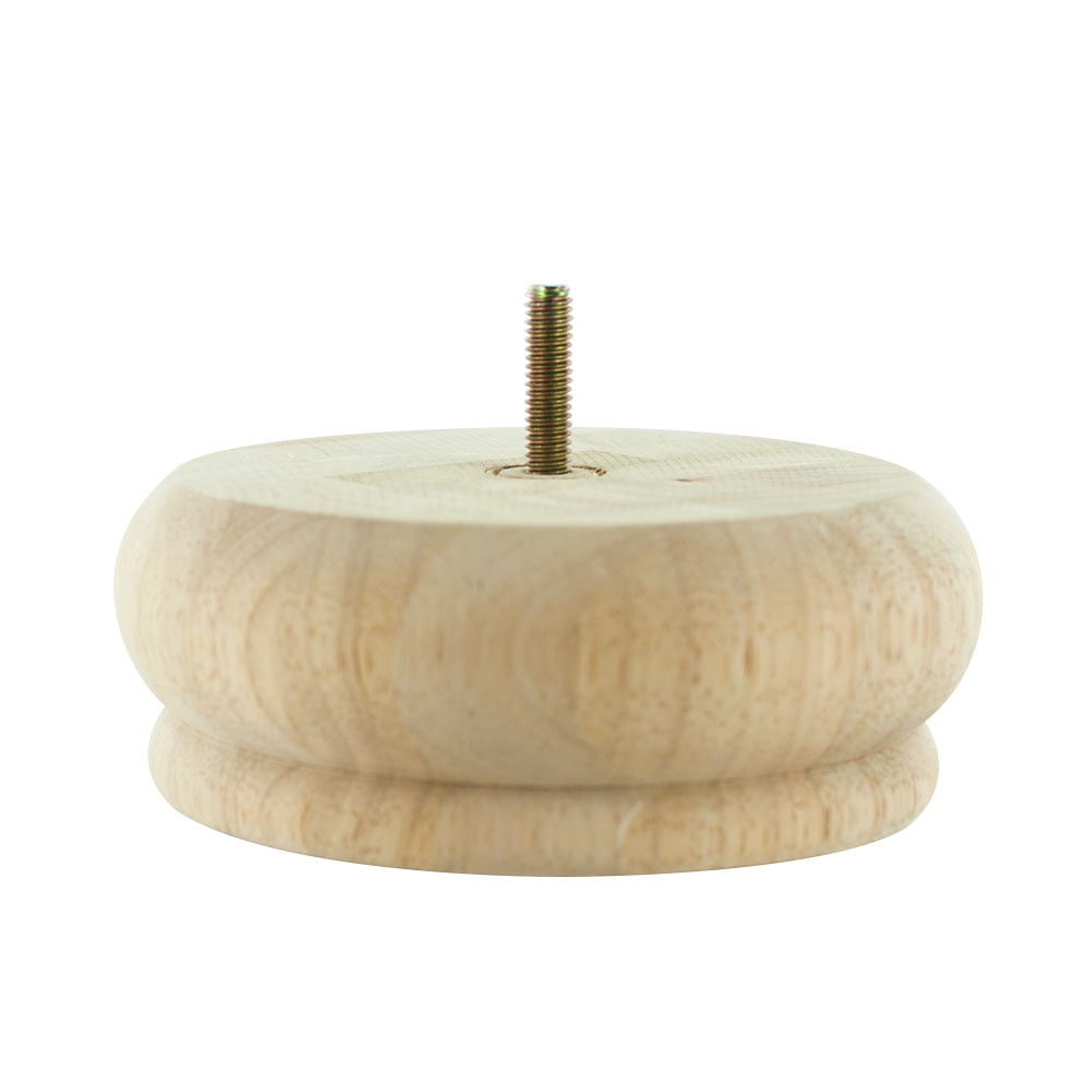2 in x 5-1/2 in Unfinished Solid Hardwood Round Bun Foot