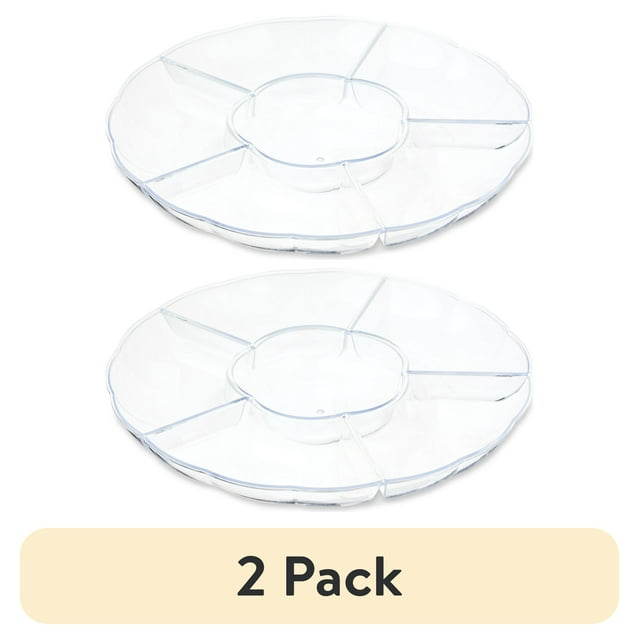 (2 pack) Clear Round Compartment Tray, 12", by Way To Celebrate