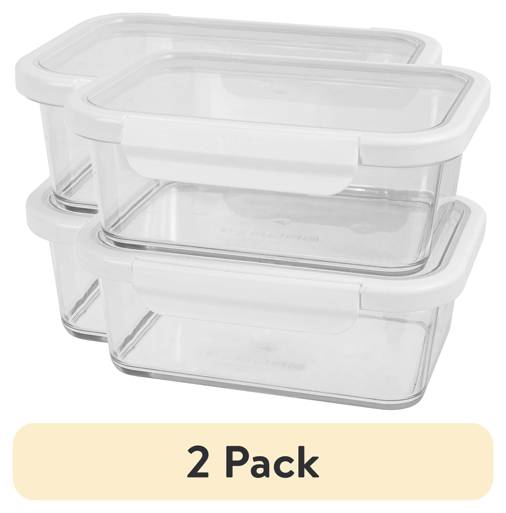 Better Homes & Gardens 4Cup Rectangle Glass Food Storage Container with Tritan Lid. Set of 2,  4 Pieces