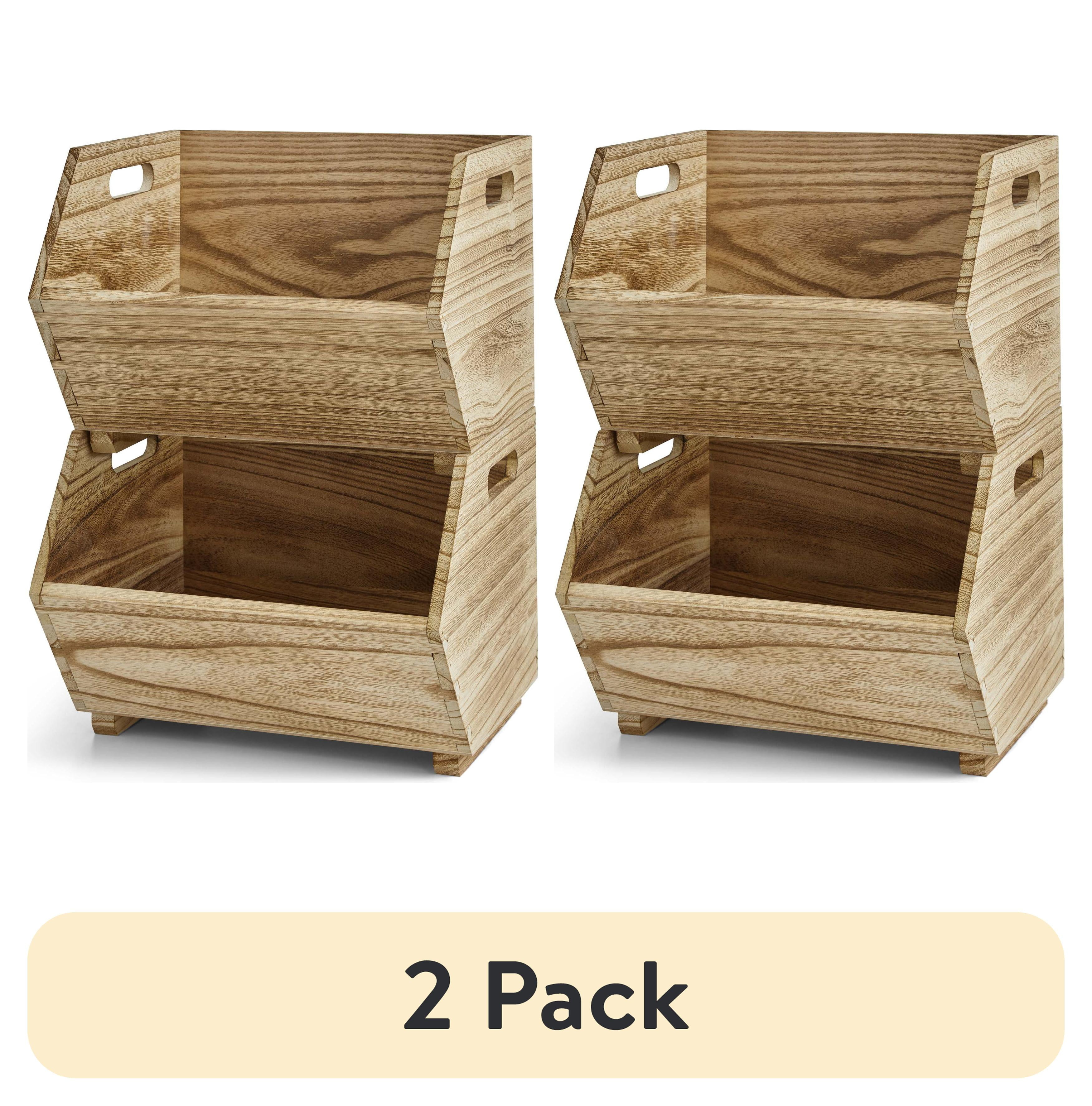 Better Homes & Gardens Adult Natural Wood Stacking Storage Bin Set 2-Piece