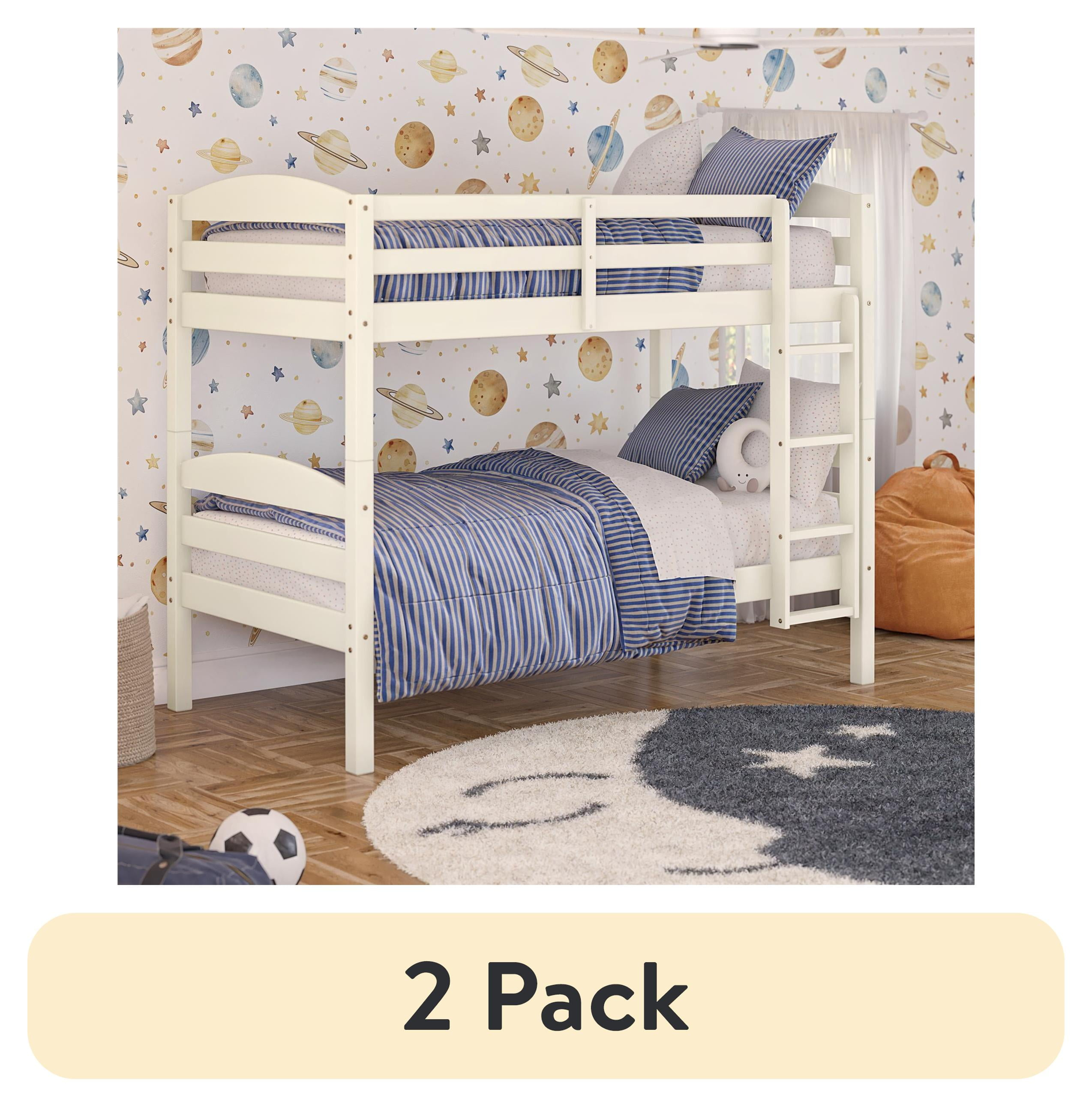 Better Homes & Gardens Leighton Solid Wood Twin-over-Twin Convertible Bunk Bed, Vanilla