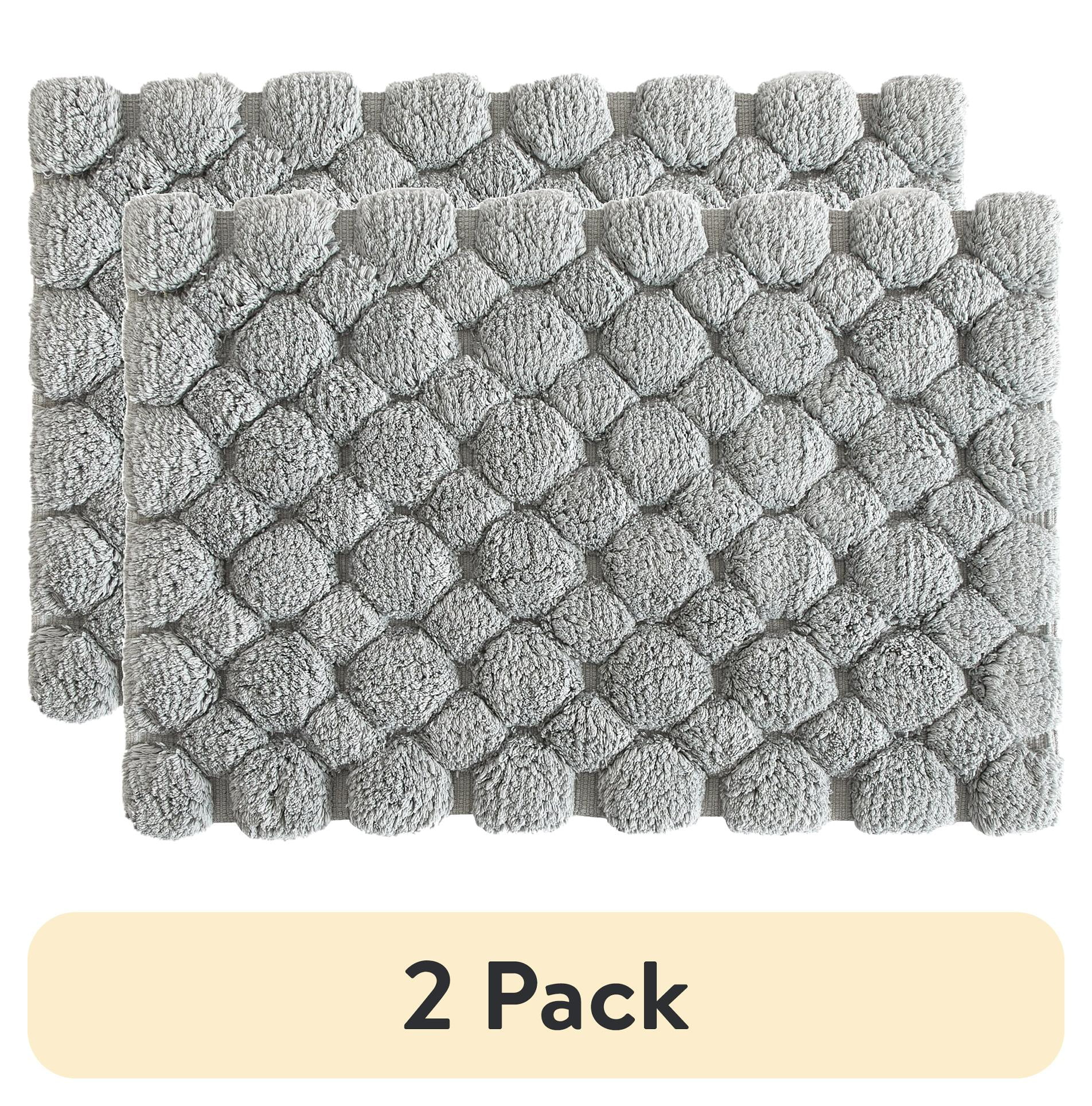 Better Homes & Gardens Grey Cotton Lush Bauble 2-Piece Bath Rug Set, 17" x 20" and 20" x 30"