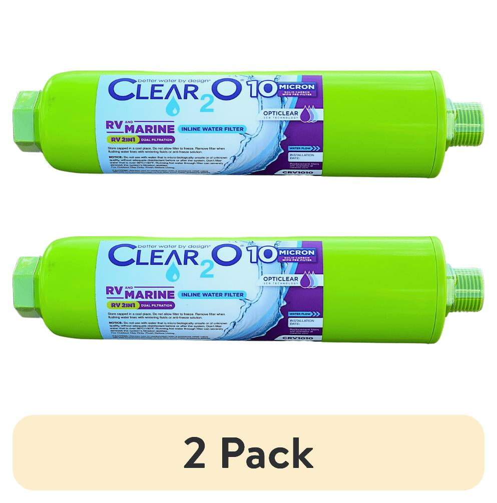 CLEAR2O® 2 in 1 inline full-length solid carbon block 10 micron water filter and 15 micron sediment pre-filter