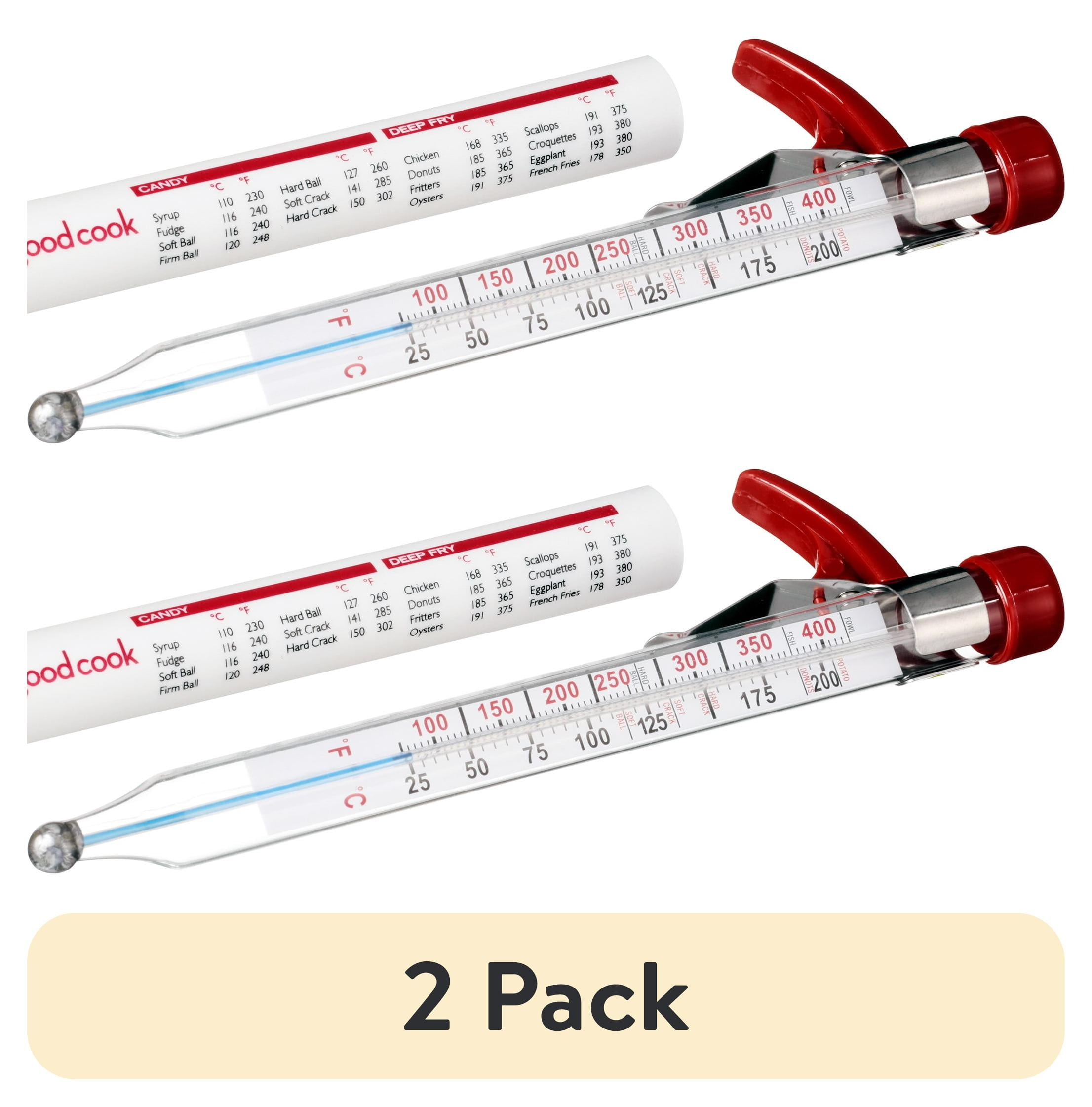 GoodCook Precision Candy and Deep Fry Thermometer with Storage Sleeve, Clear/Red