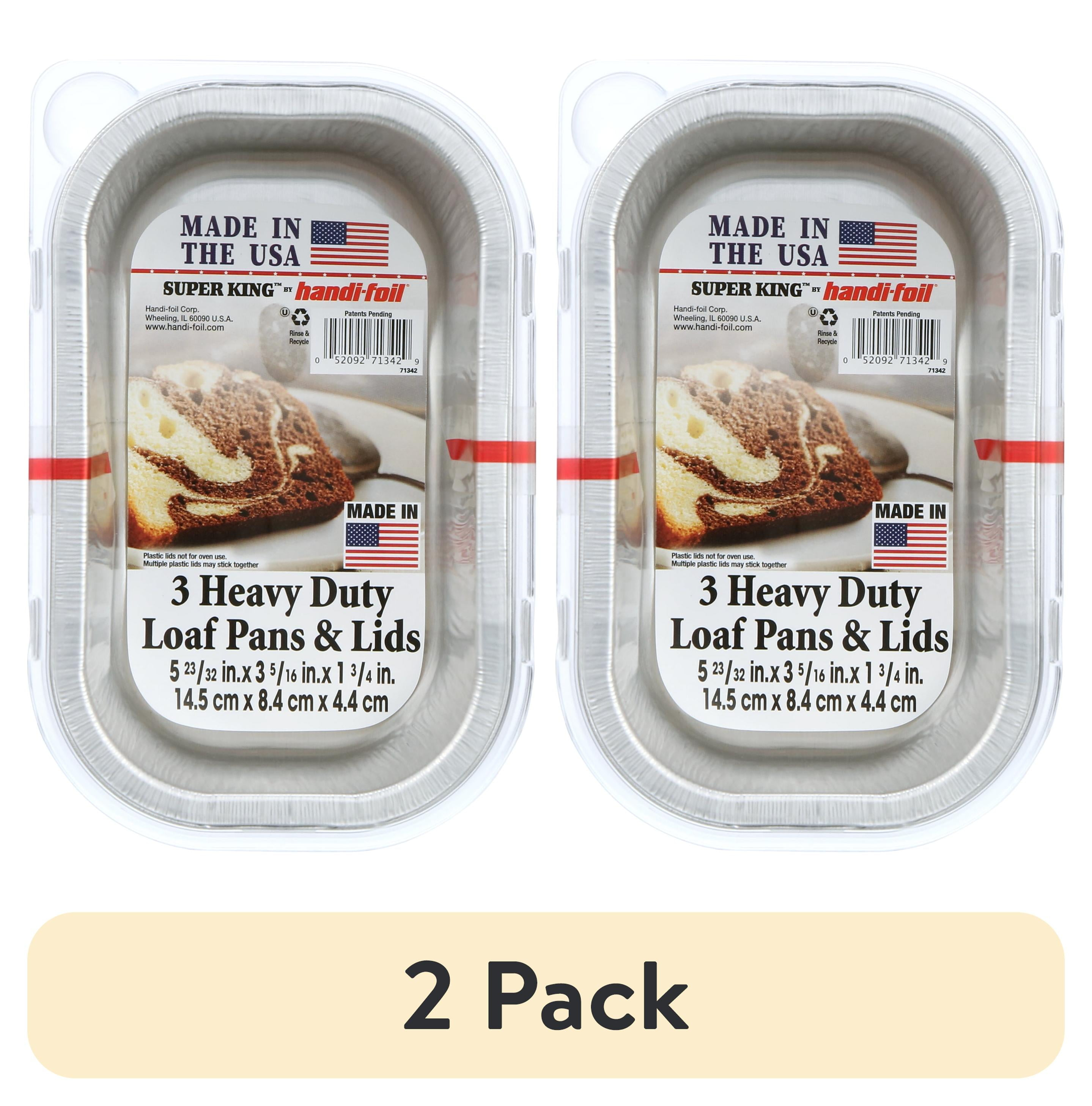 (2 pack) Handi-Foil Aluminum Mini Loaf Pan & Lid 3 Count, 5.7" x 3.3" x 1.75", Disposable