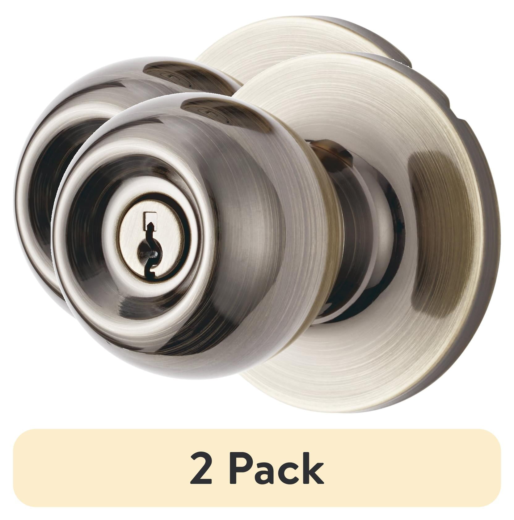Hyper Tough Keyed Entry Ball Doorknob Lock and Single Cylinder Deadbolt Antique Brass Finish Combo Pack