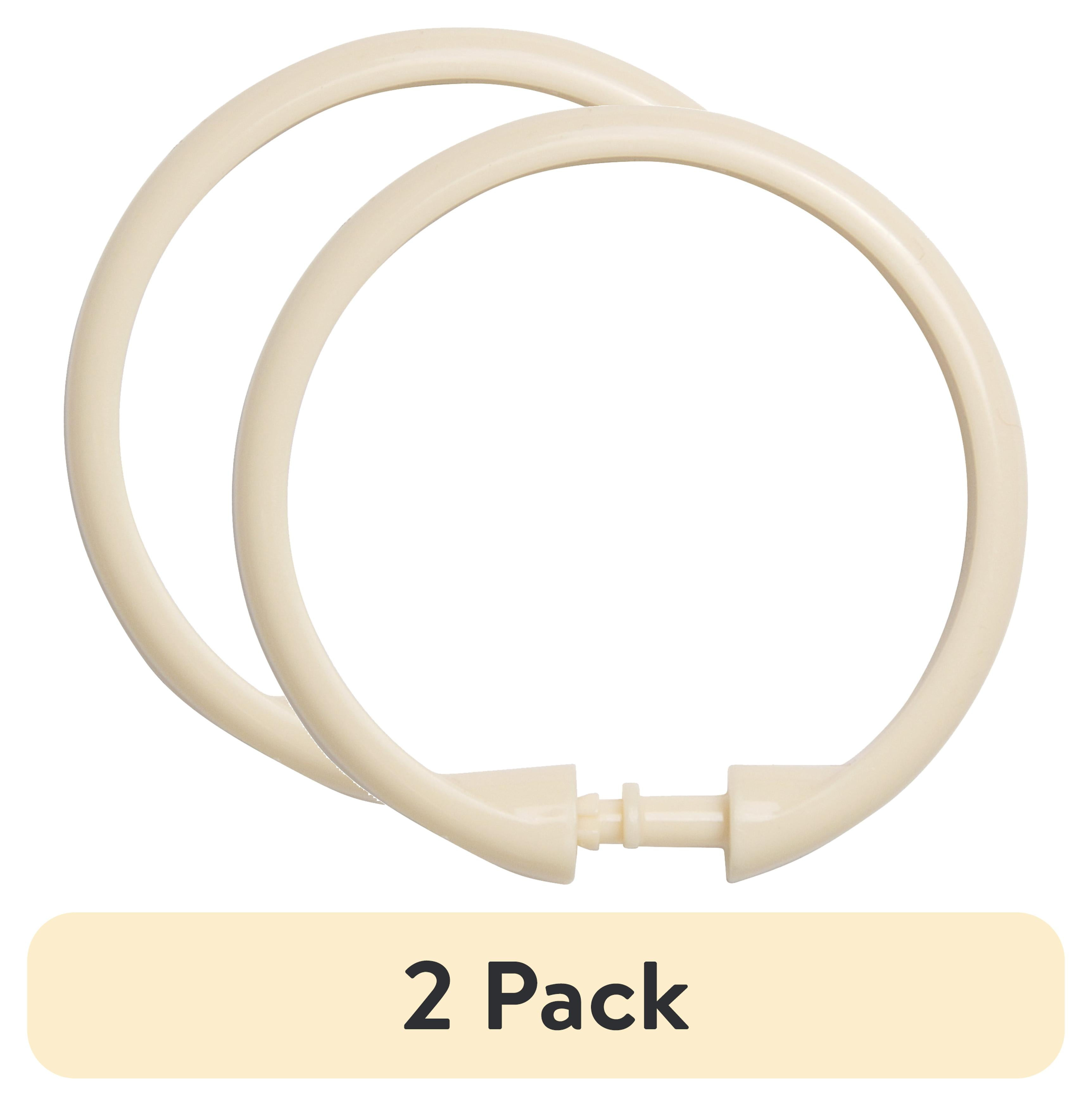 Kenney Rust-Proof Smooth Plastic Shower Curtain Rings, Set of 12, Cream