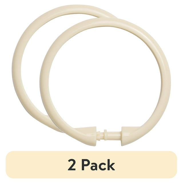 Kenney Rust-Proof Smooth Plastic Shower Curtain Rings, Set of 12, Cream