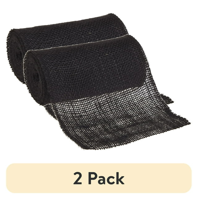 Love, Laugh, Craft Jute Burlap Roll Precut, Finished Edges, 6"W x 5-Yards, Black
