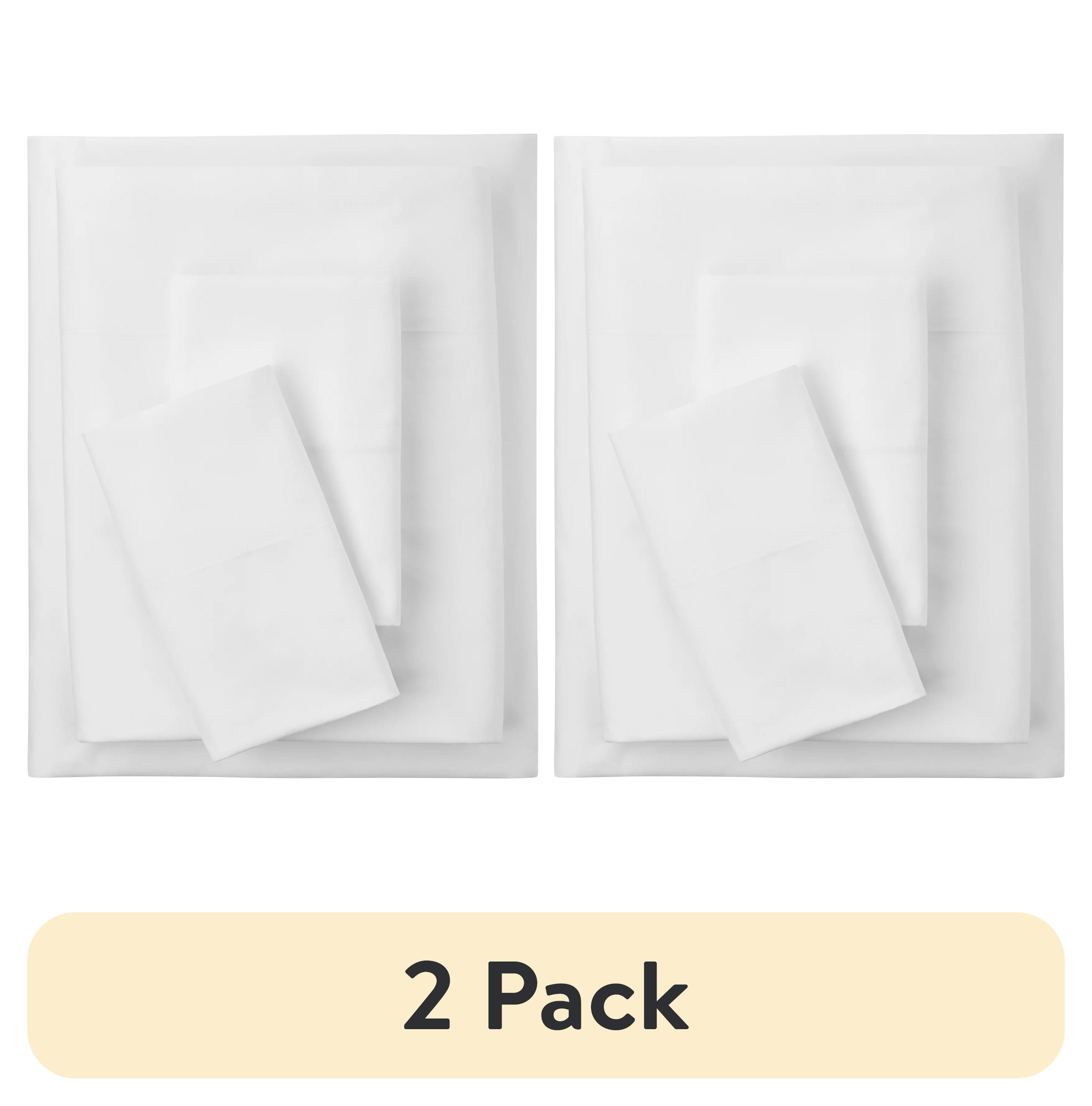 Mainstays 4-Piece 300 Thread Count White Cotton Blend Percale Bed Sheet Set, Queen