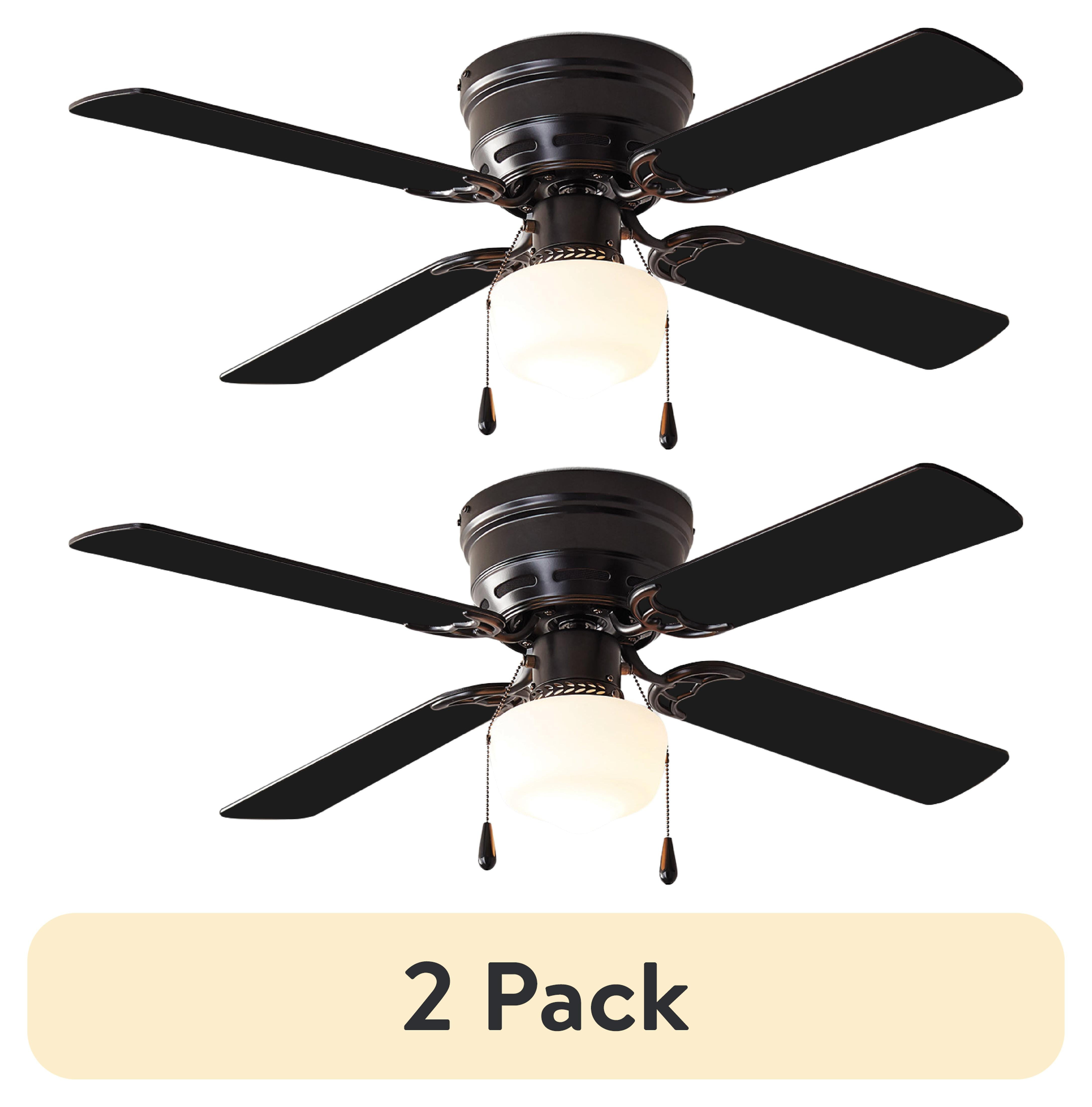 Mainstays 42 inch Hugger Indoor Ceiling Fan with Light Kit, Black, 4 Blades, Reverse Airflow