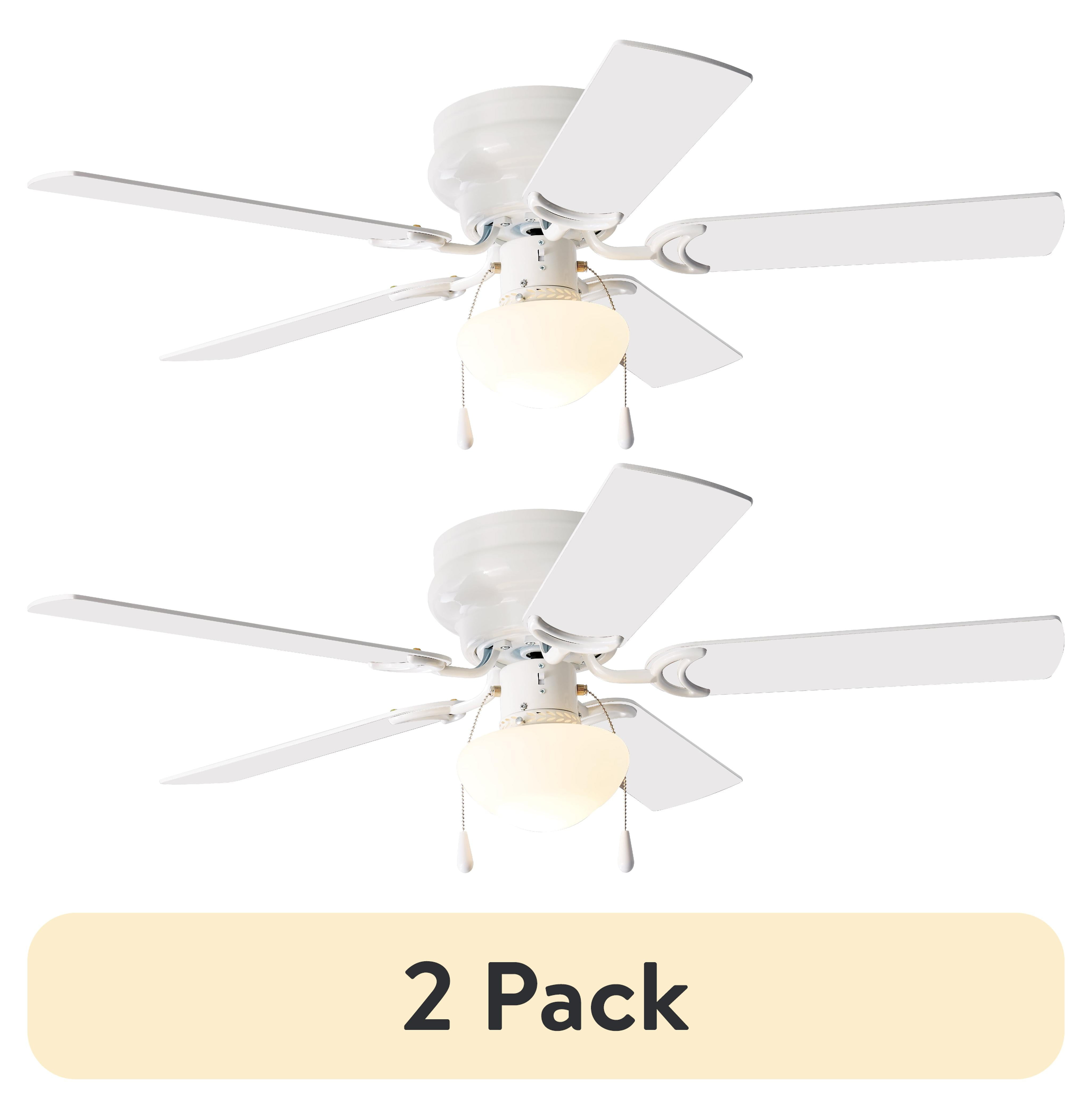 Mainstays 52 inch Hugger Indoor Ceiling Fan with Light Kit, White, 5 Blades, Reverse Airflow