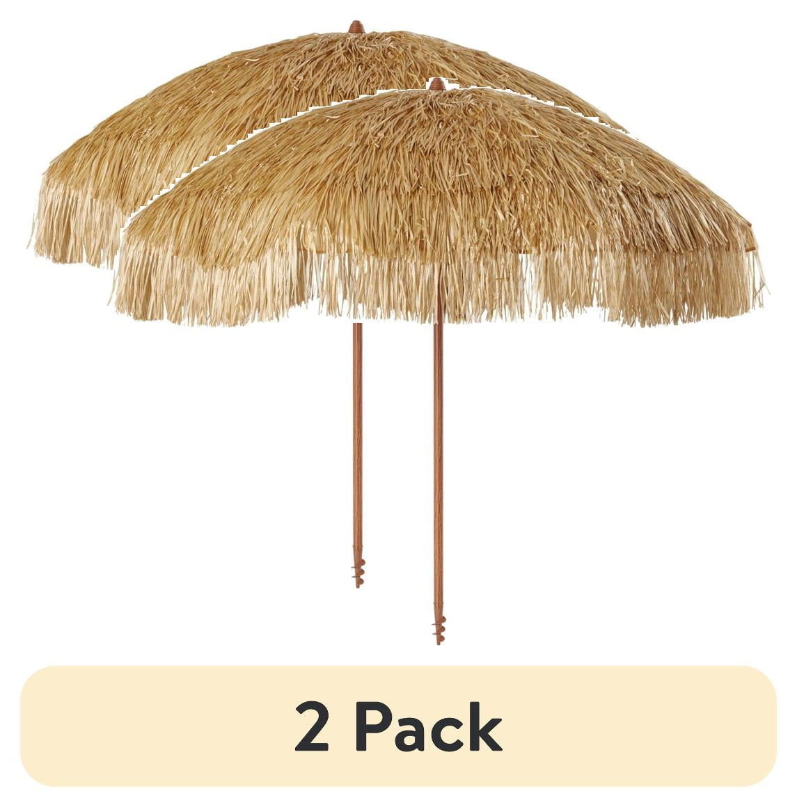 Mainstays 6 feet Thatched Tiki Umbrella Beach Umbrella, Sand Anchor
