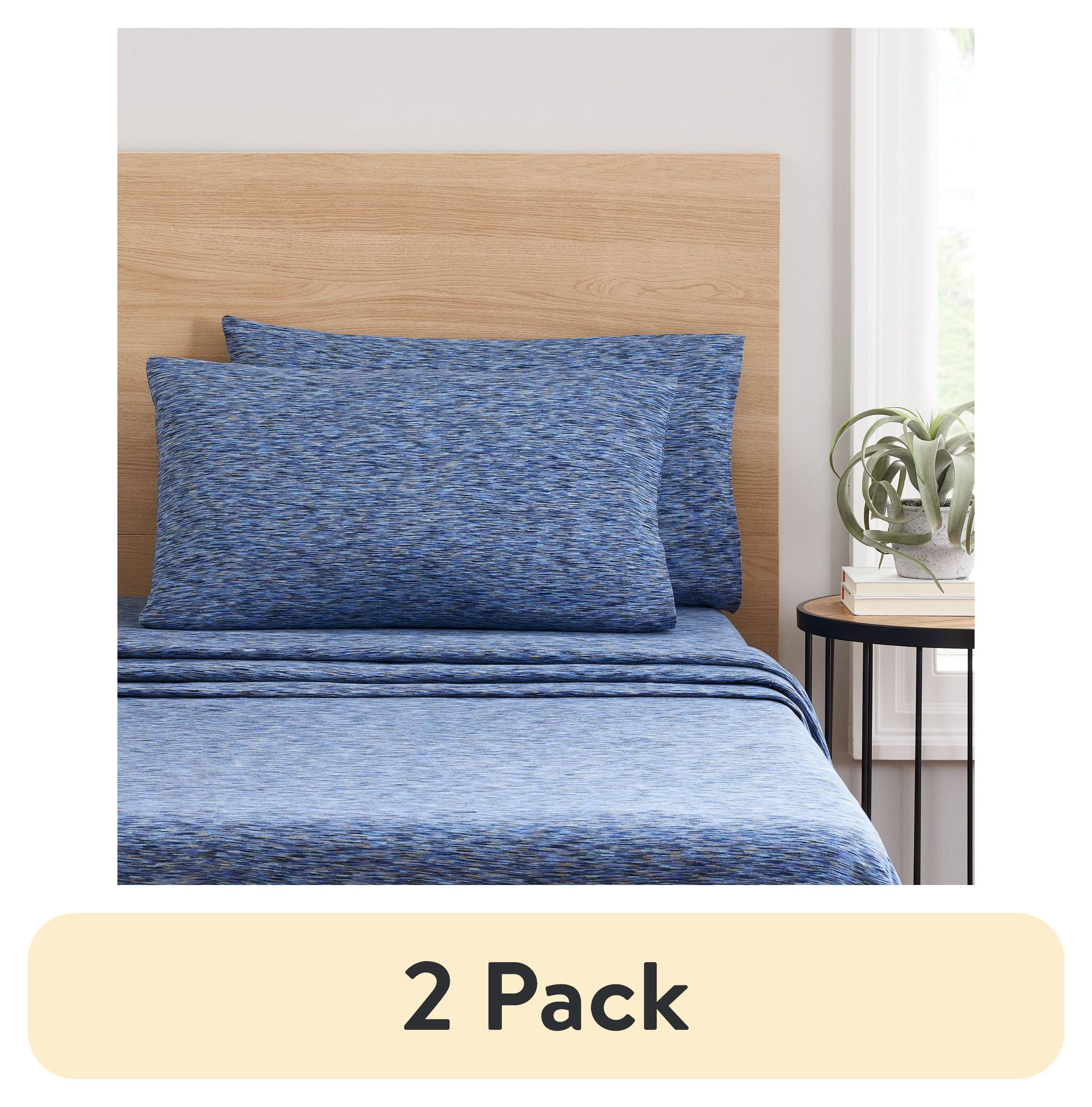 Mainstays Extra Soft Adult Jersey Bed Sheet Set, King, Blue Crackle, 4 Pieces
