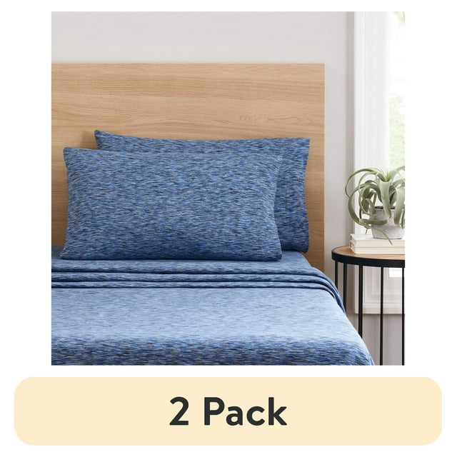 Mainstays Extra Soft Adult Jersey Bed Sheet Set, King, Blue Crackle, 4 Pieces
