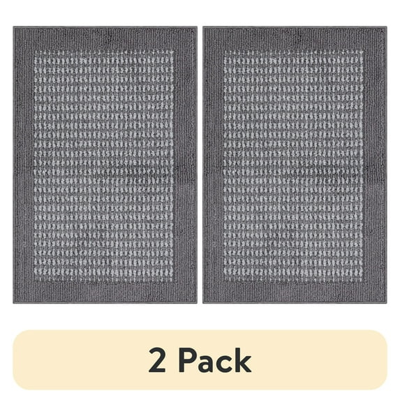 Mainstays Farmhouse Faux Sisal Olefin Gray Border Indoor Accent Rug, 1'8"x2'6"